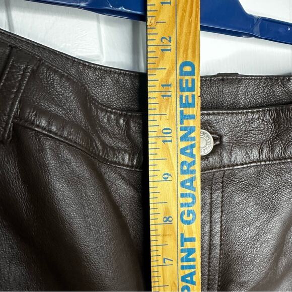 Newport News Brown Leather Lined Pants trousers size 8 30 x 30” - Picture 10 of 12